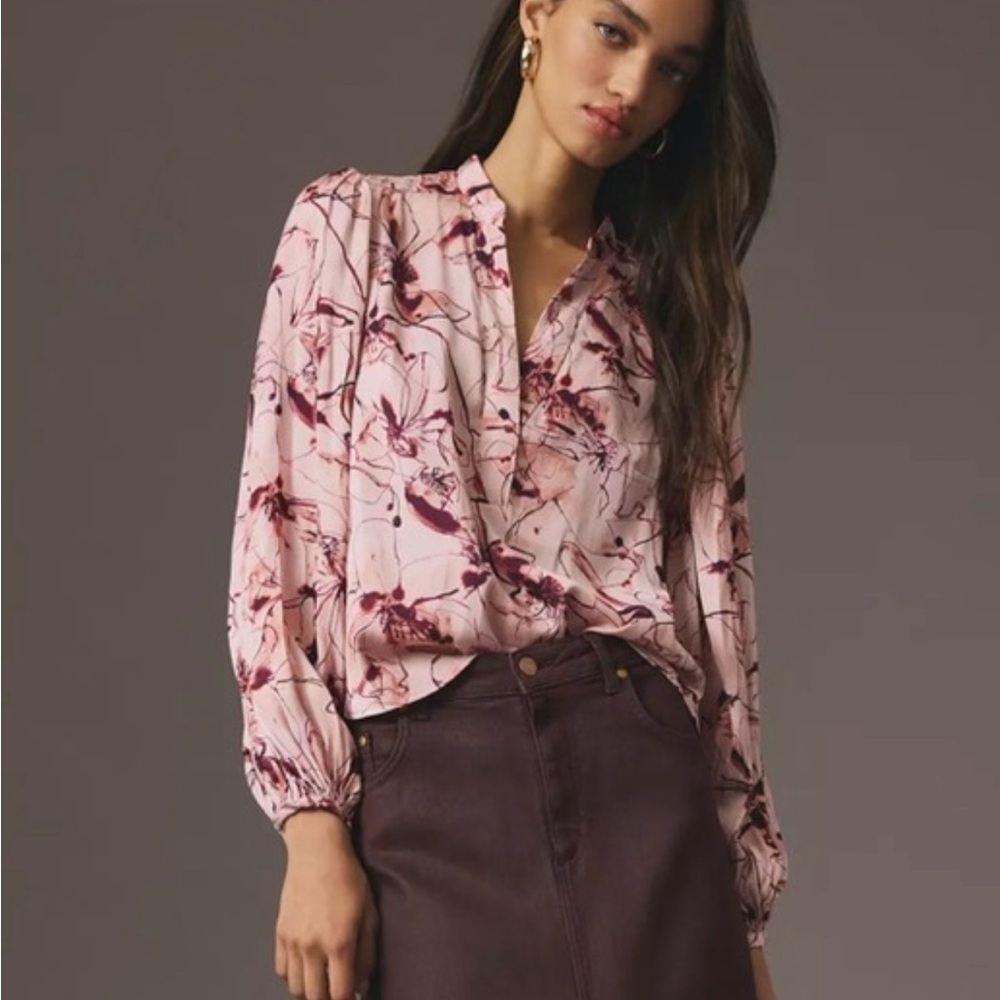 Anthropologie XS Floral Pink Women's Top NWT